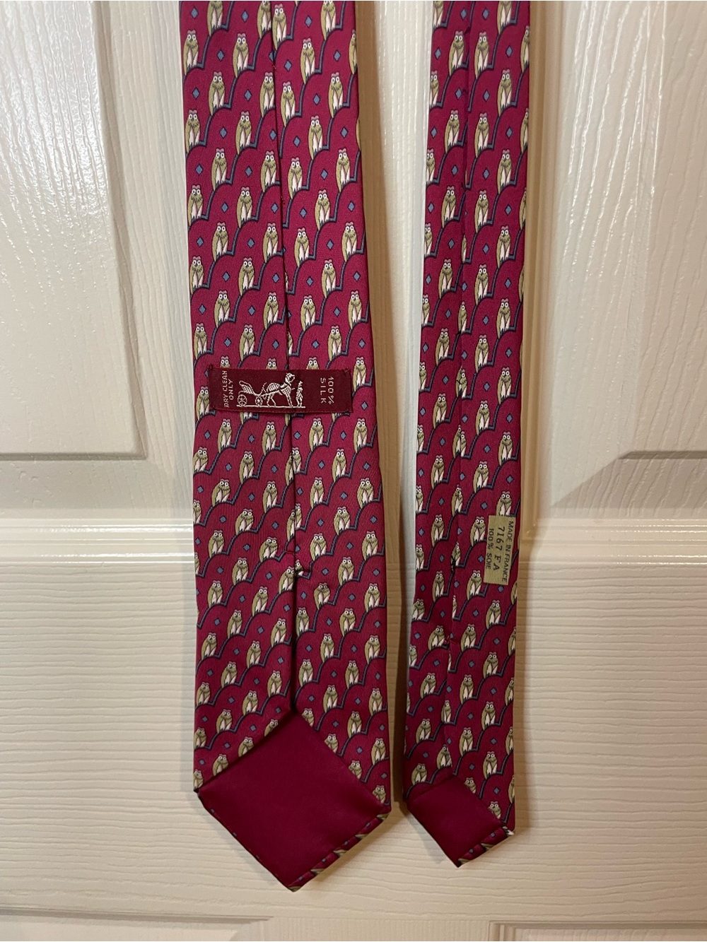 Hermes Paris Vintage 90s Limited Edition 100% Silk Pink Owl Neck Tie *Rare* - Picture 11 of 13